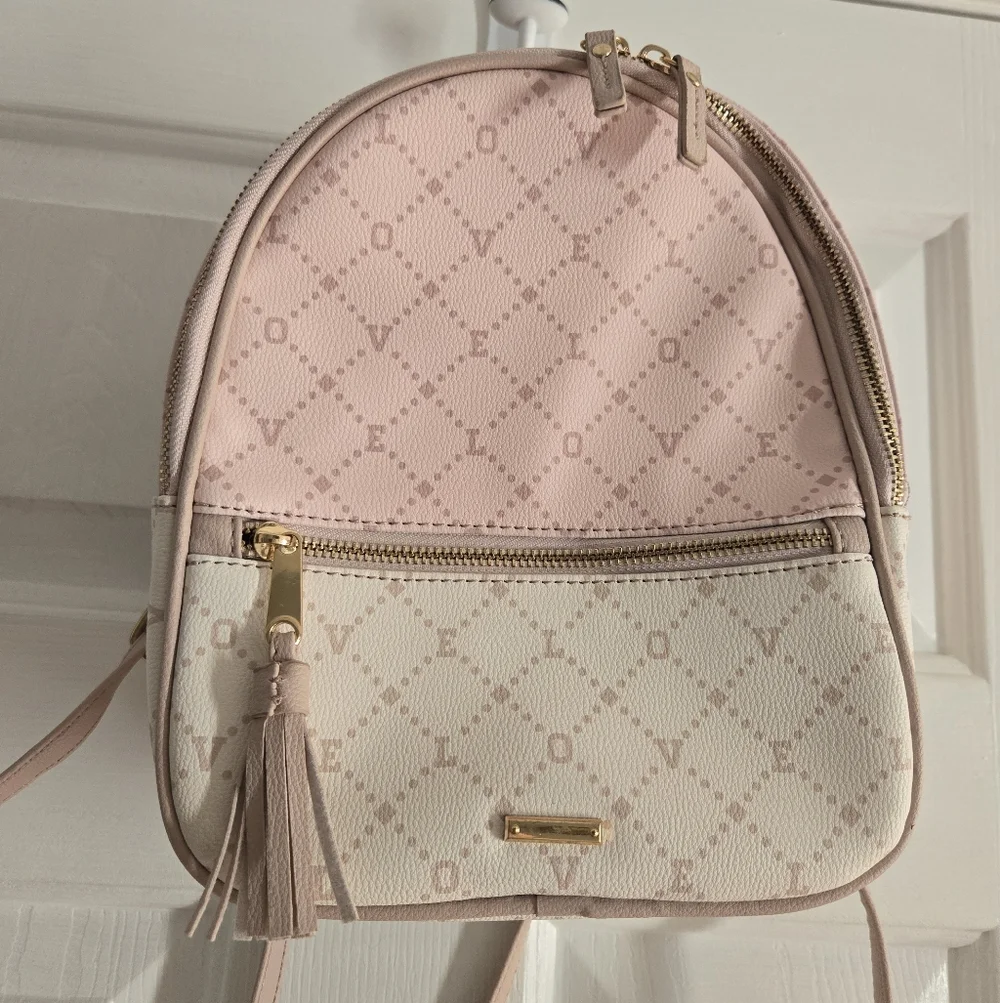 Elegant Pink and Cream Love Mini Backpack